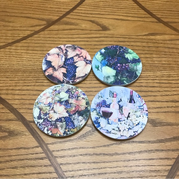 Set of 4 Wine Themed Coasters - Picture 2 of 3